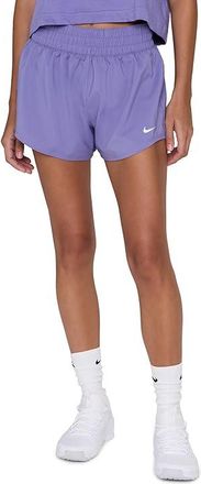 Nike One Dri-FIT Mid-Rise 3 Brief-lined Shorts Womens Shorts Dusty Amethyst/Reflective Silver : XL (US 16-18) 3, Polyester/Spandex