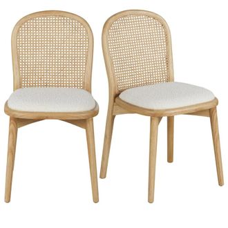Maisons du monde Set de 2 sillas tapizadas de tela color crudo efecto lana rizada