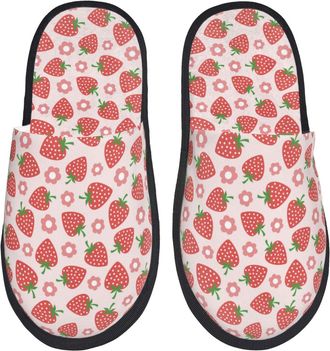 Generic Slippers For Men Strawberry Flower Slippers Anti-Skid Soft WomenS Slipper, For Hotel, Travel, Indoor Outdoor, L
