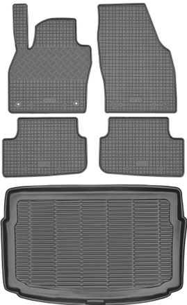 OEM Volkswagen Polo Vi Hatchback De 2017 (juego) - Alfombrillas De Goma Para Coche + Alfombrilla Para Maletero