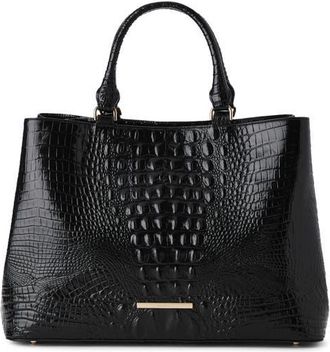 Brahmin Denise Croc Embossed Leather Tote in Black at Nordstrom