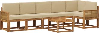 vidaXL Conjunto De Sof&aacute;s De Exterior 7 Uds. Natural Y Beige Poli&eacute;ster Vidaxl