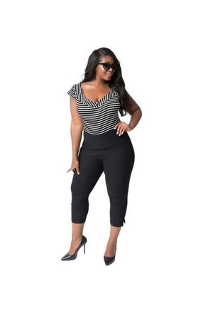 Unique Vintage Plus Size Rachelle Capri Pants in Black at Nordstrom, Size 3X