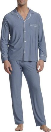Eberjey William Print Stretch Tencel Modal Pajamas in Duo Stripe Slate Blue at Nordstrom, Size Xx-Large