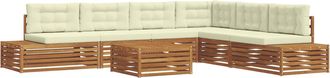 vidaXL 8 Uds. Conjunto De Sof&aacute;s De Exterior Natural Y Crema Vidaxl