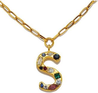 Sequin Emilie Crystal Initial Pendant Necklace in Gold - S at Nordstrom