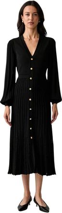 Twinset Vestido Midi de Punto Acanalado con Botones - Dresses - Mujer - Negro - XS