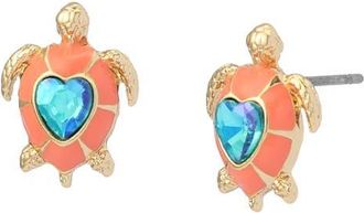 Betsey Johnson Turtle Stud Earrings in Orange at Nordstrom