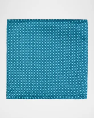 Stefano Ricci Men & apos;s Micro-Geometric Silk Pocket Square