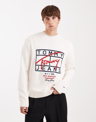 Tommy Jeans Maglione bianco con logo grafico