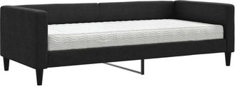 vidaXL Sofá cama con colchón tela negro 90x190 cm Vidaxl