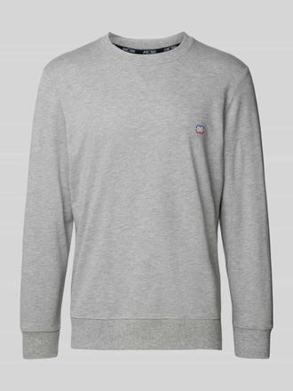 HOM Sweatshirt mit Label-Stitching in Mittelgrau Melange, Gr&ouml;&szlig;e XXL