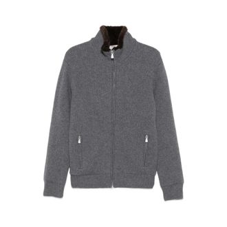 Barba Truien & Vesten, Heren, Grijs, 3Xl, Kasjmier, Zipped Cashmere Jumper