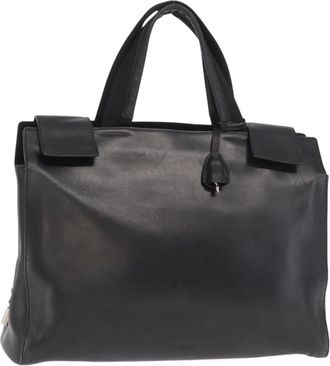 Prada Vintage Briefcase Leather Black Leather Briefcase Bag (Pre-Owned)