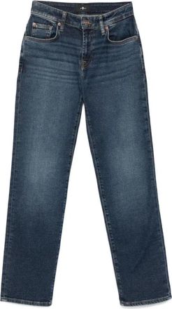 7 For All Mankind Blauwe Jeans met Versleten Effect - Dames - Regular Fit Jeans - Blauw - W24 - Denim - Jeans