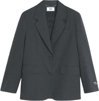 Maison Kitsun&eacute; pinstriped pocket jacket - women - Cotton/Wool/Polyester - 36 - Grey