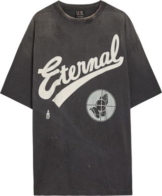 Saint Mxxxxxx Saint Mxxxxxx Fog Printed Cotton T-shirt - Black - One Size