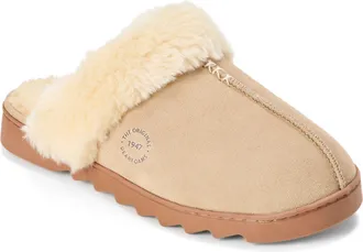 Dearfoams Womens Helena Genuine Suede Scuff House Shoe Slipper