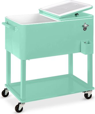 Best Choice Products 80qt Steel Rolling Cooler Cart w/ Bottle Opener, Catch Tray, Drain Plug, Locking Wheels