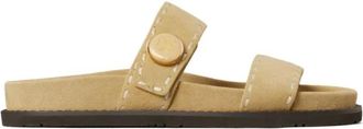 Tory Burch Slippers - Dames - Sandalen - Beige - 40 EU - Leer - Schoenen