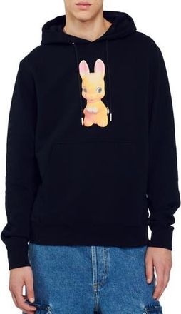 Sandro Rabbit Cotton Graphic Hoodie in Black at Nordstrom Rack, Size X-Small