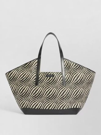 Marni zebra pattern tote bag dual handles leather