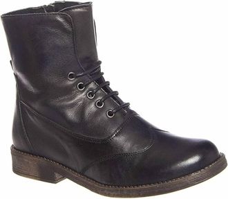 Eric Michael Womens Riley Leather Lace Up Zip Combat Dress Boots In Black
