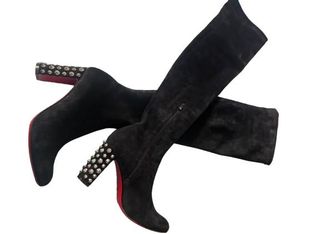 Christian Louboutin Louboutin Embellished Heel Long Stretch Suede Boots Size 38