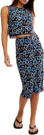 Free People Mona Floral Tank & Midi Skirt Set in Black Combo at Nordstrom Rack, Size Small