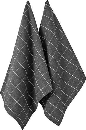 Ladelle 2er-Set recycelte Küchentücher Eco Check Anthrazit 45 x 70 cm