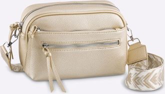 Heine Umh&auml;ngetasche HEINE, Damen, Gr. B/H/T: 26cm x 18cm x 9cm, goldfarben, Baumwollmischung, Metall, Viskosemischung, unifarben, Taschen Umh&auml;ngetasche