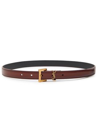 Saint Laurent Logo Leather Belt - Dark Brown - 90 (UK 14 / XL)