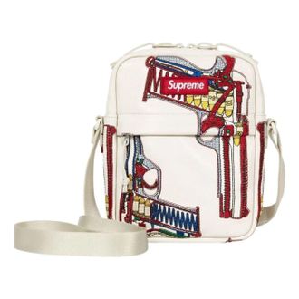 SUPREME SS26 Guns Embroidered Leather Shoulder Bag White SS26B33-WHITE