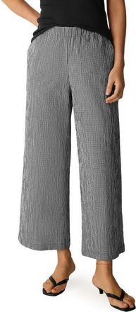 Eileen Fisher Check Print Wide Leg Ankle Pants in Black/White at Nordstrom, Size Xx-Small