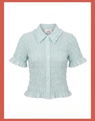 Nooki Design Womens Astrid Gingham Blouse - Sky Blue - Size: 10/8