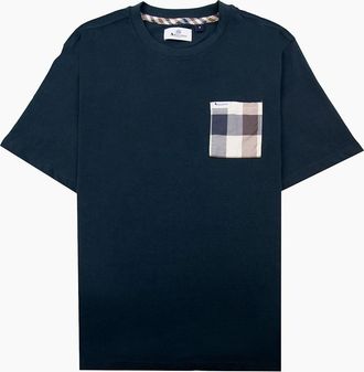 Aquascutum Mens Aquascutum Macro Club Check T-shirt Navy 11 - Black - Size: 40