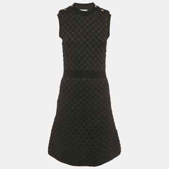 Sandro Black Nylon Quilted Mini Dress