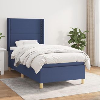vidaXL Cama Box Spring Con Colch&oacute;n Tela Azul 90x190 Cm Vidaxl
