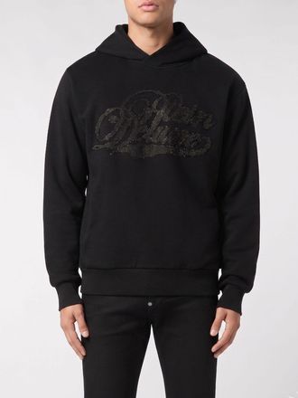 Philipp Plein Felpa con cappuccio in cotone con logo e strass