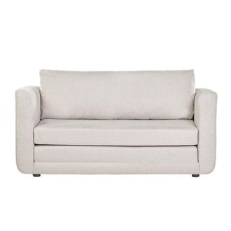Miliboo Miliboo - Sof&aacute; Cama De 2 Plazas De Tela Efecto Terciopelo Texturizado Beige Leon