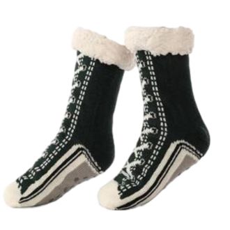 Generic Ultra-thick Cashmere Cute Slipper Home Socks Sport Fleece Lined Knit House Socks Fun Warm Thermal Winter Booties (Dark Blue)