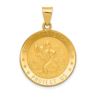 Diamond2Deal 14k Yellow Gold Saint Christopher Medal Hollow Pendant