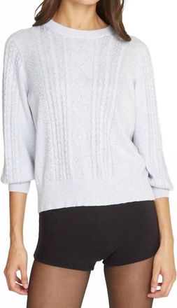 Autumn Cashmere Puff Sleeve Cable Crew Top In Platinum