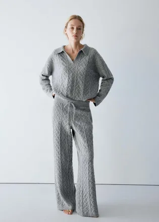 Mango Maglia da pigiama in punto trecciato grigio - Donna - S - MANGO
