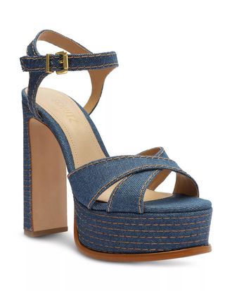 Schutz Womens Keefa Sandal In Blue Denim