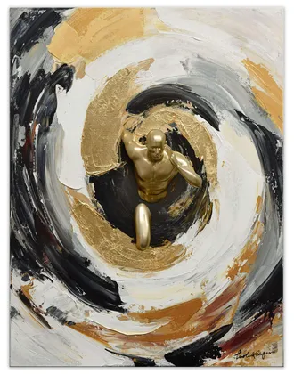 ADM Handgemaltes Design Wandbild Set Malerei der Wirbel 80 x 60 cm