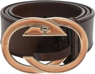 Gucci Pre-owned Double G Logo Belt - female - Gucci Vintage - Vintage Belts - Brown - ONE SIZE - Pre-owned
