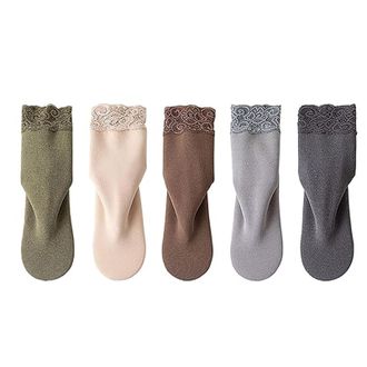 Generic Fashion Lace Warmer Socks,Autumn and Winter Lace Warmer Socks,Non-Slip Winter Warm Socks (B+5 pairs)