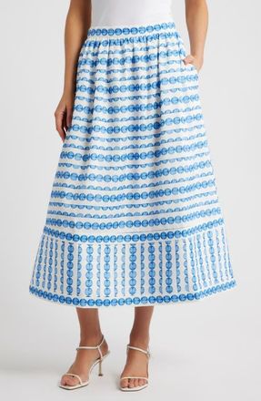 French Connection Structured Taffeta Midi Skirt in True Blue at Nordstrom, Size 10