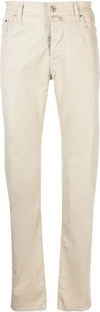 Jacob Cohen Slim-Fit Bard Katoenen Blend Broek - Heren - Slim Fit Jeans - Beige - W34 - Katoen - Jeans